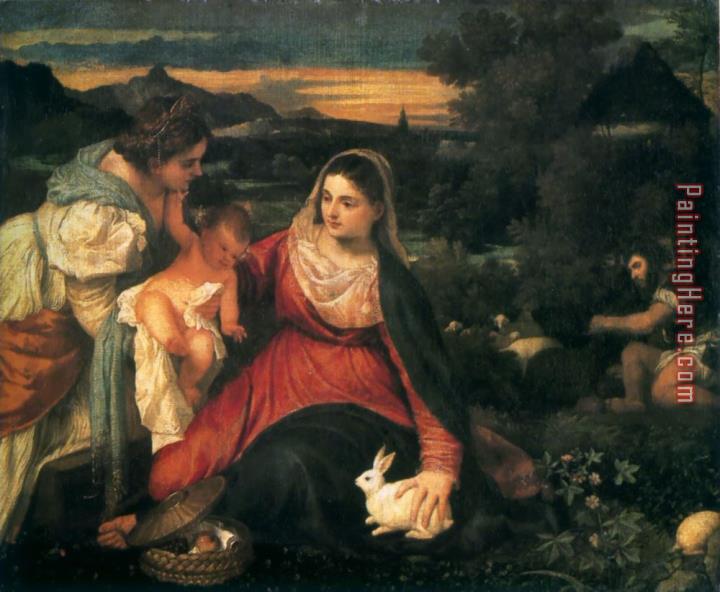 Titian Madonna And Child with St. Catherine And a Rabbit